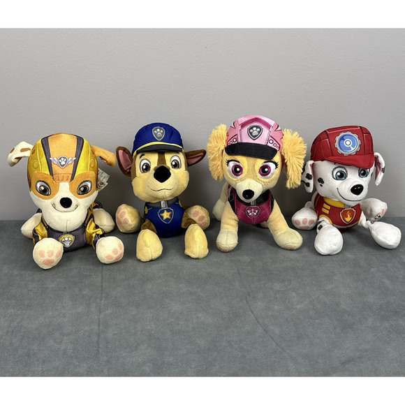 Spin Master Paw Patrol Plush Lot Rubble Chase Skye Marshal 2013+ Floppy Leg - Picture 1 of 8